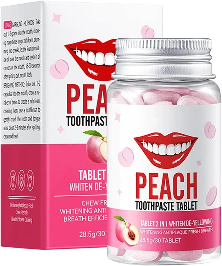 SADŌER Peach Toothpaste Tablets – 30 Tablets, 28.5g
