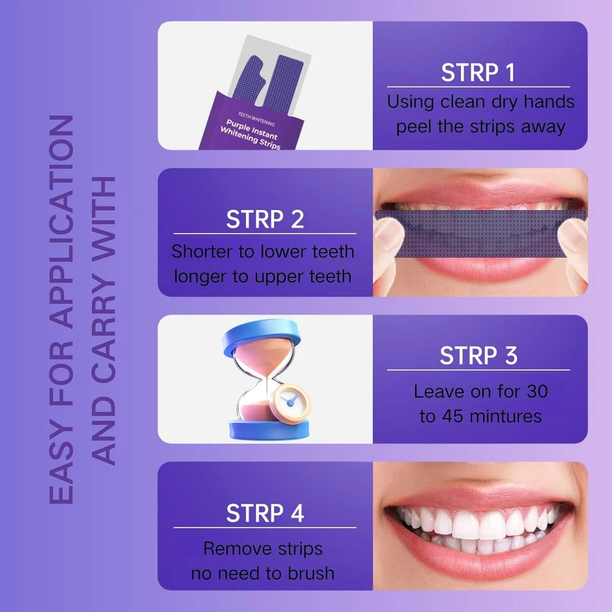 Purple Teeth Whitening Strips – 14 Treatments, 30-Minute Application
