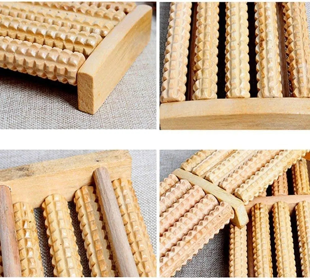 Wooden Foot Massager Roller – Manual Reflexology Massage Tool