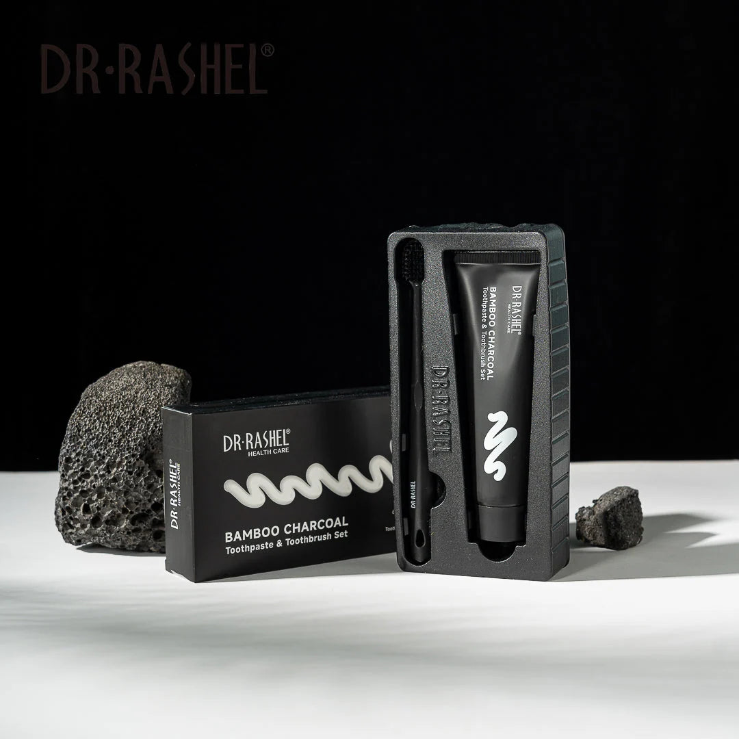 DR. RASHEL Bamboo Charcoal Toothpaste & Toothbrush Set – 120g