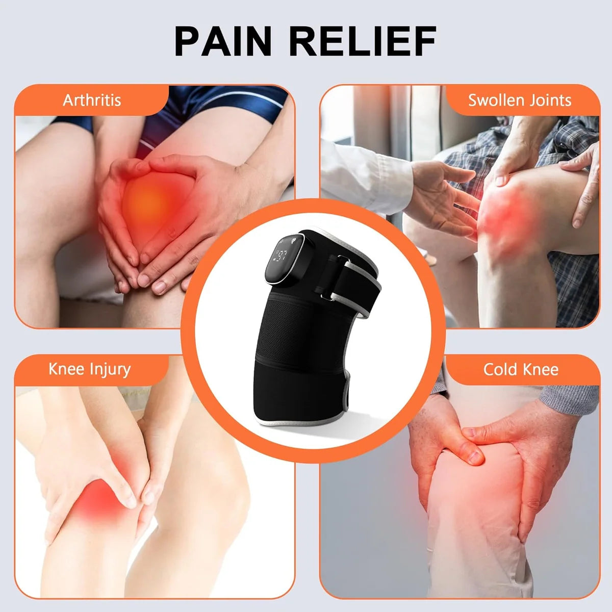 Heated Knee Massager – Rechargeable Vibration & Warm Compress Device