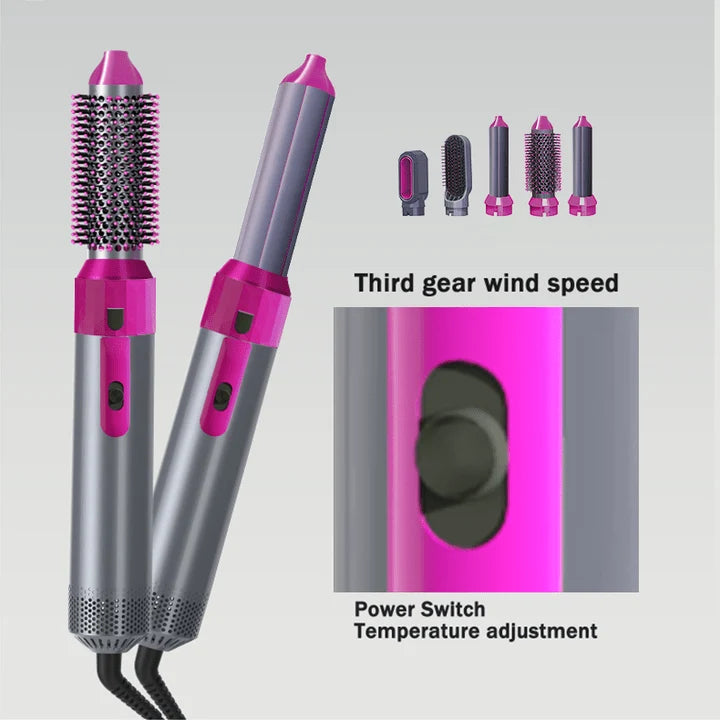 5-in-1 Hot Air Brush Styler with Ceramic Coating & Ionic Technology
