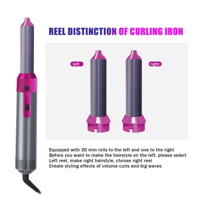 5-in-1 Hot Air Brush Styler with Ceramic Coating & Ionic Technology