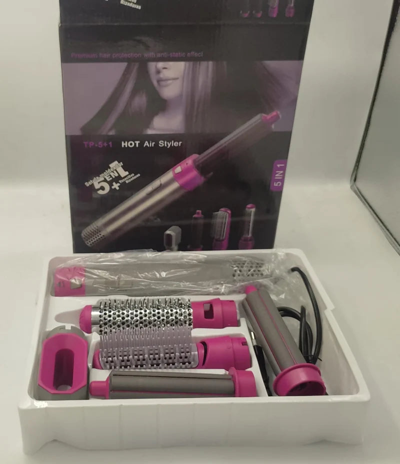 5-in-1 Hot Air Brush Styler with Ceramic Coating & Ionic Technology