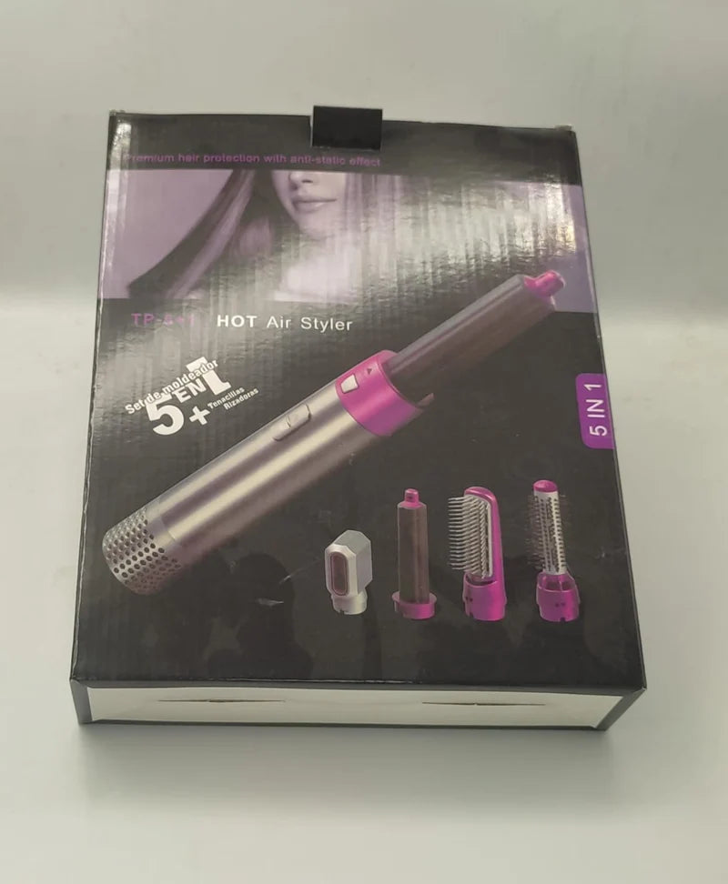 5-in-1 Hot Air Brush Styler with Ceramic Coating & Ionic Technology