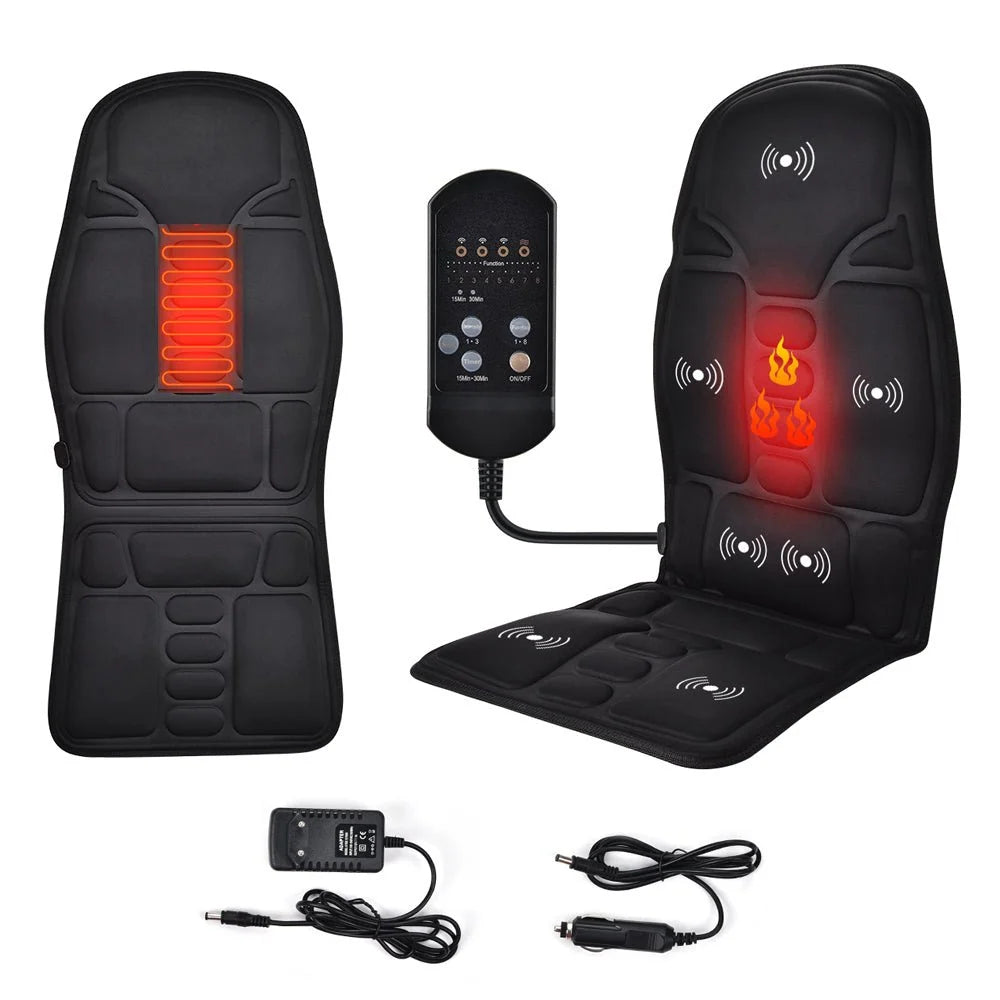 Massage Seat Cushion with Heat – Full-Body Seat Massager with 5 Massage Motors