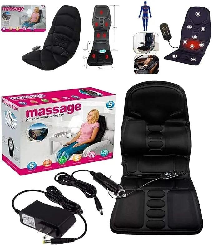 Massage Seat Cushion with Heat – Full-Body Seat Massager with 5 Massage Motors