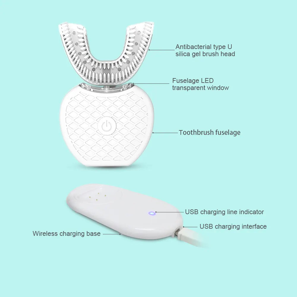 U-Shaped Automatic Electric Toothbrush – GX-958, USB Rechargeable, IPX7