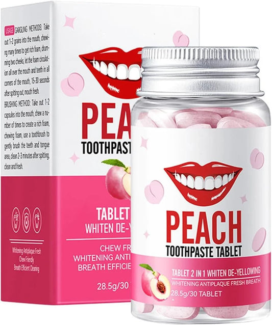 SADŌER Peach Toothpaste Tablets – 30 Tablets, 28.5g