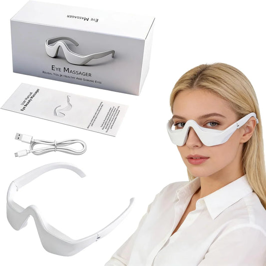 Smart Glasses Eye Massager – Minimalist White Eye Care Device