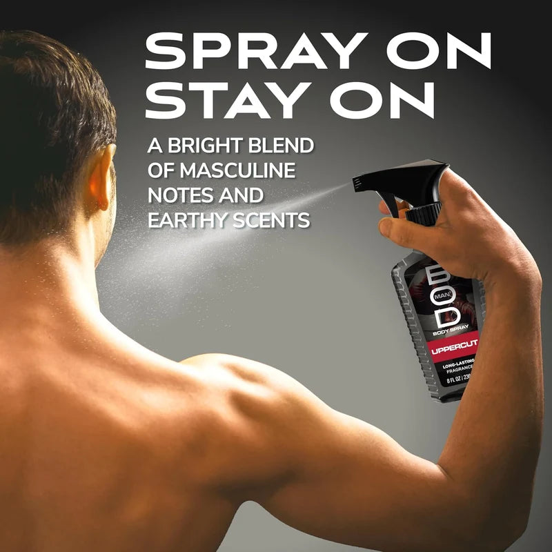 BOD man Uppercut Body Spray for Men, 8 oz (236 mL)