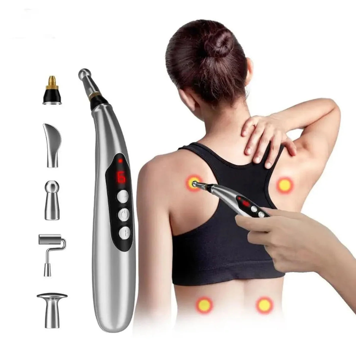 Electronic Acupressure Massage Pen DF-668 – Rechargeable with Digital Display