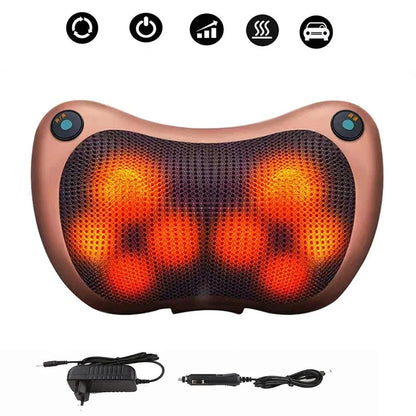 Electric Neck & Body Massage Pillow with Heat – Kneading Massager, 12V