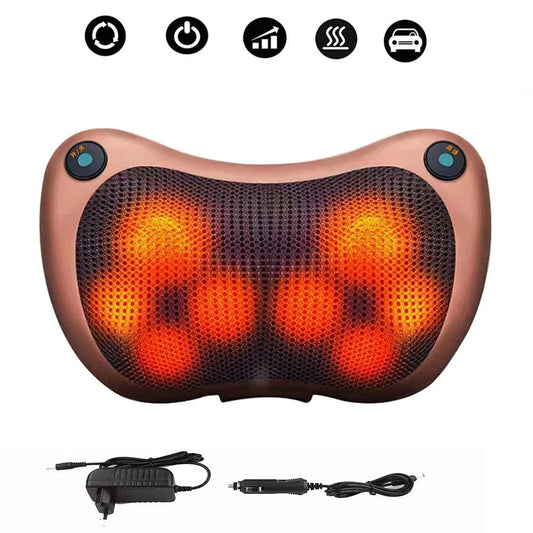 Electric Neck & Body Massage Pillow with Heat – Kneading Massager, 12V