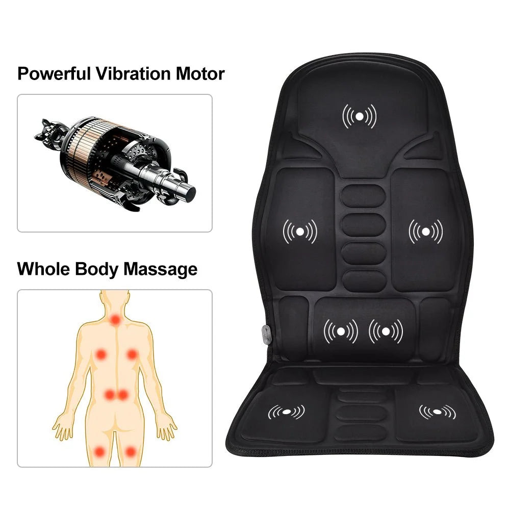 Massage Seat Cushion with Heat – Full-Body Seat Massager with 5 Massage Motors