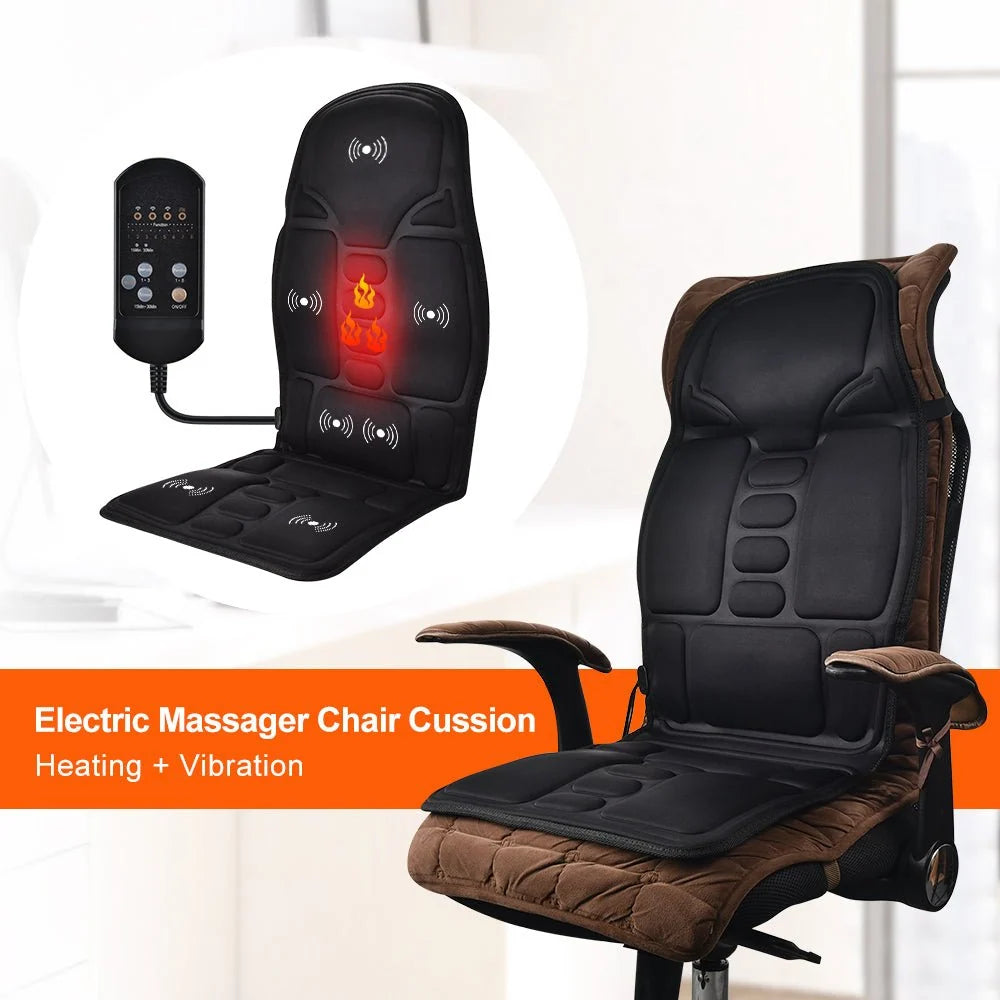 Massage Seat Cushion with Heat – Full-Body Seat Massager with 5 Massage Motors